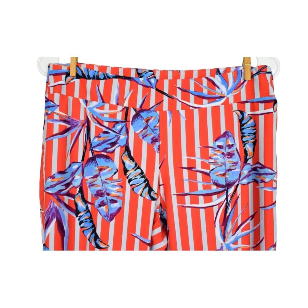 ARYEH BIRDS OF PARADISE STRIPED ORANGE CAPRI PANTS - Picture 2 of 8